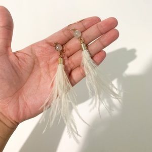 White Fluffy Feather Earrings